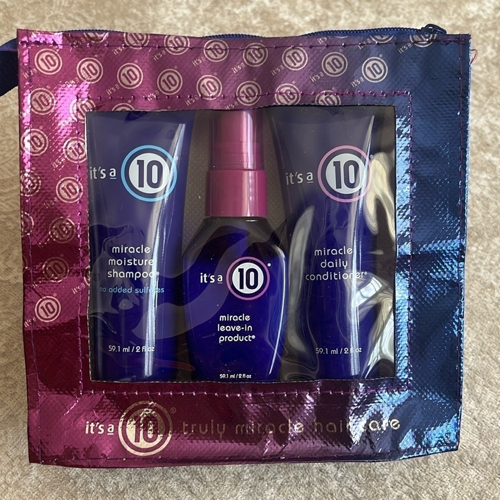 Brand New It’s a 10 Miracle Shampoo Conditioner Leave In Treatment Travel Kit